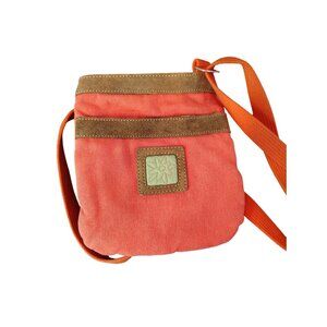 Sherpani Orange Crossbody Bag Purse, Adjustable Strap, Flower, Zip Close, Pocket